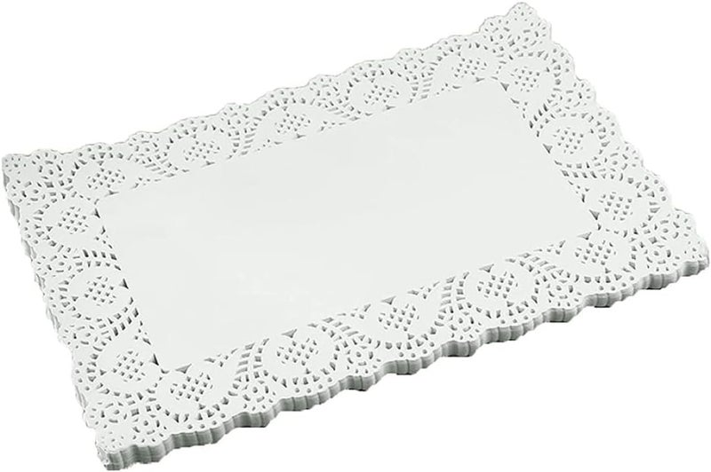 woobles Doilies Lace Cotton, Rectangle Paper Doilies Paper Lace Tea Party Placemats Disposable Wedding Birthday Party Tableware Cake Packing Pad 7.5 x 12 Inch, paper placemats - Image 2